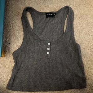 Urban Outfitters Gray Ribbed Crop Tank Top